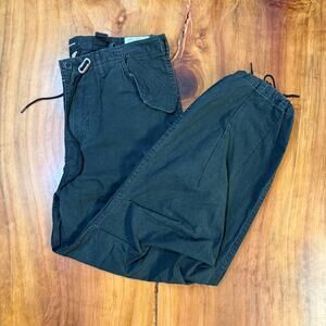 R13 Cotton Cargo Women's Balloon Pants XS Parachute Twill Trousers Army Z4-2